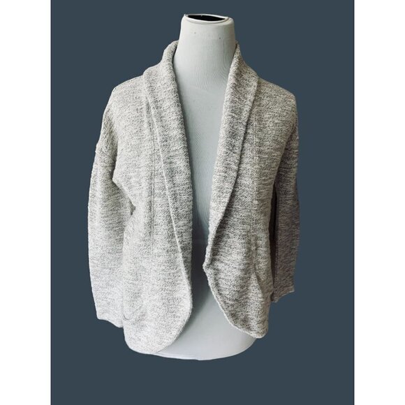 TALBOTS LADIES PETITE OPEN FRONT COLLARED GRAY METALLIC THREADING EUC P - Picture 6 of 8